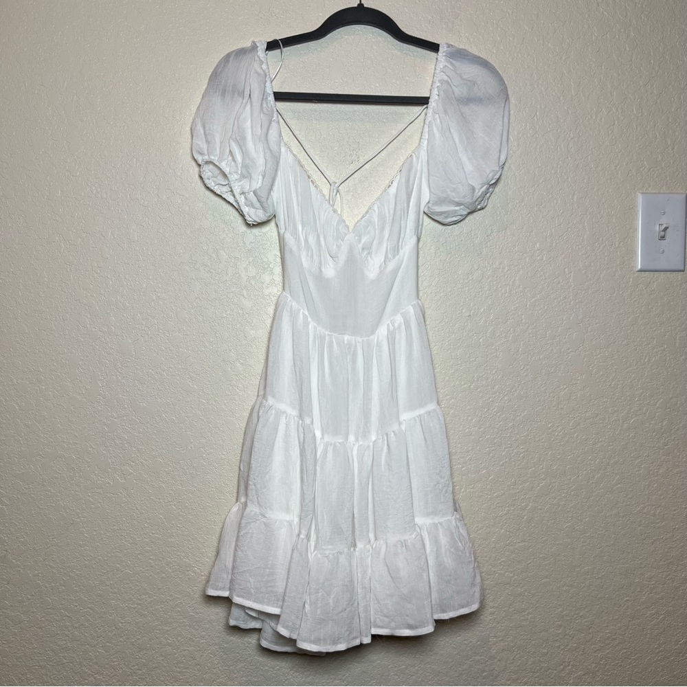 Princess Polly Danny white open back fit and flare tiered ruffled mini dress - Picture 5 of 13